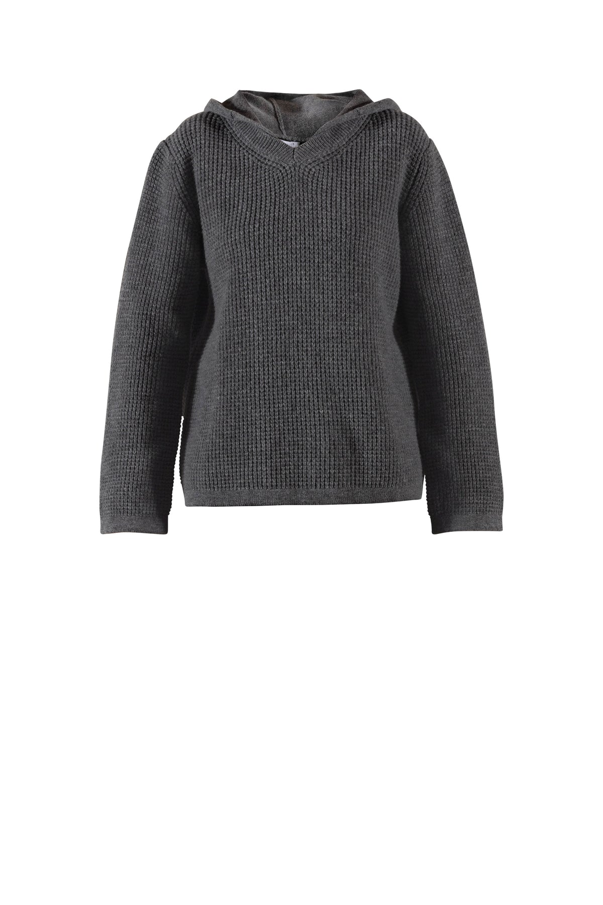 Frauke Merino Knit Hoodie - Iron Grey Melange
