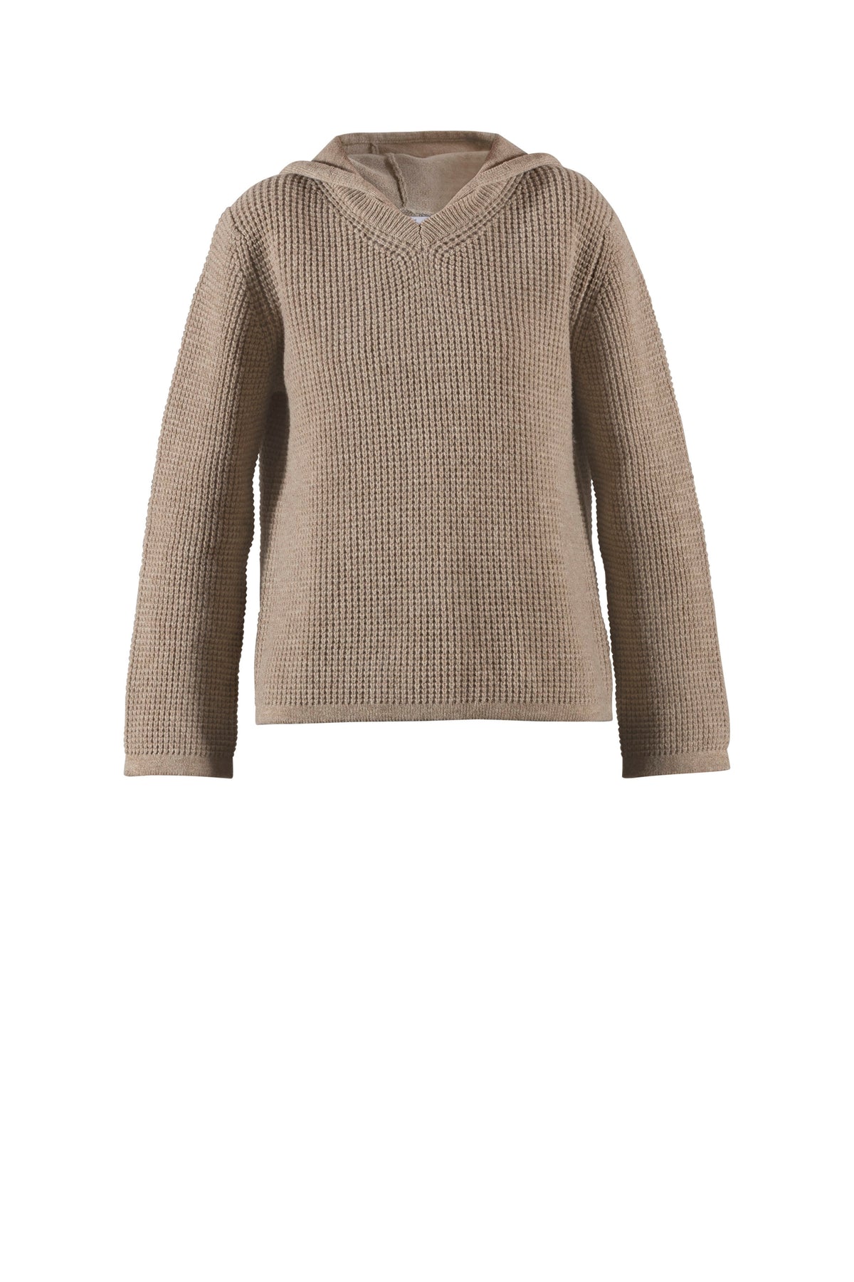 Frauke Merino Knit Hoodie - Light Camel Melange