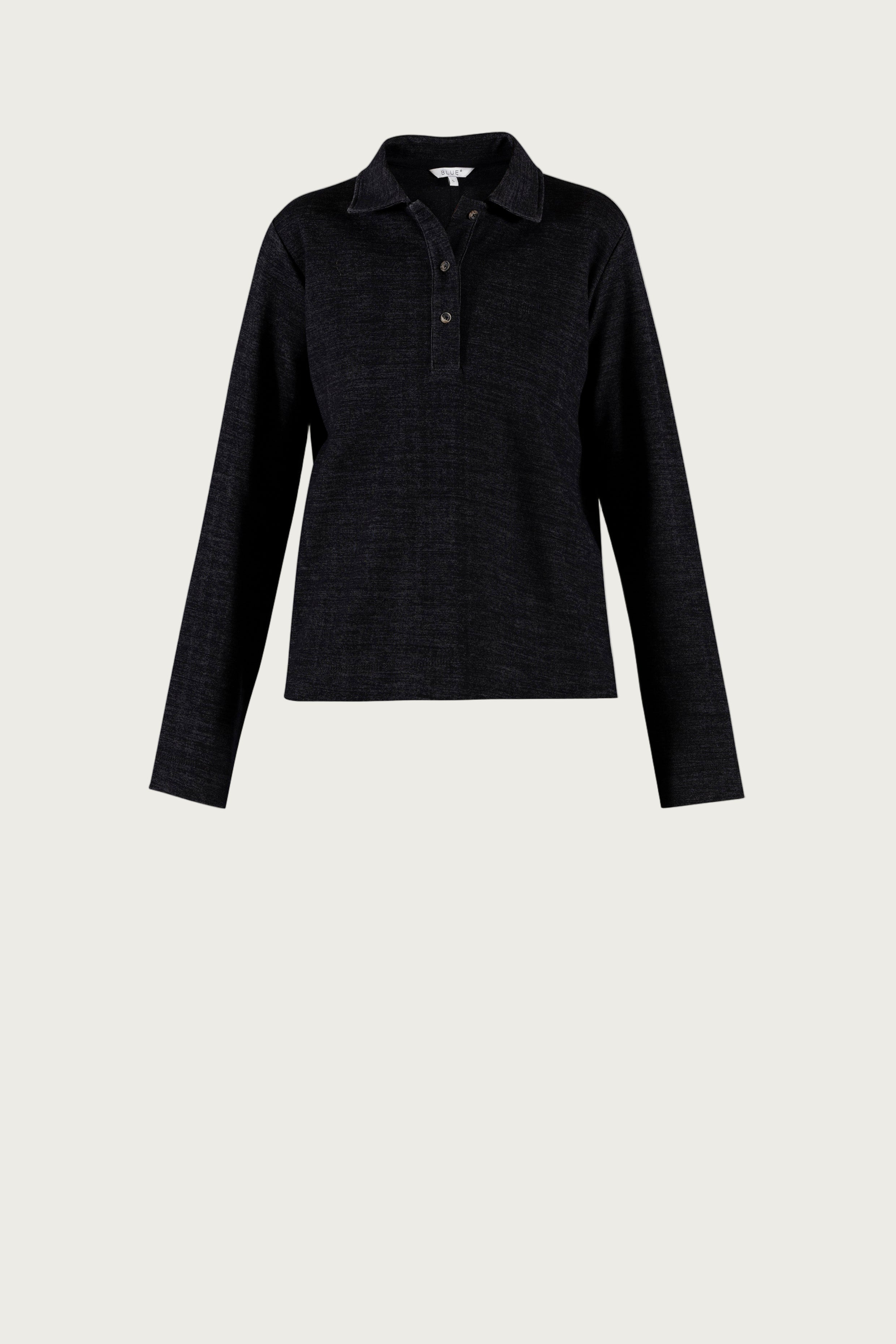 Grith Wooljersey Polo Blouse - Black – Blue Sportswear