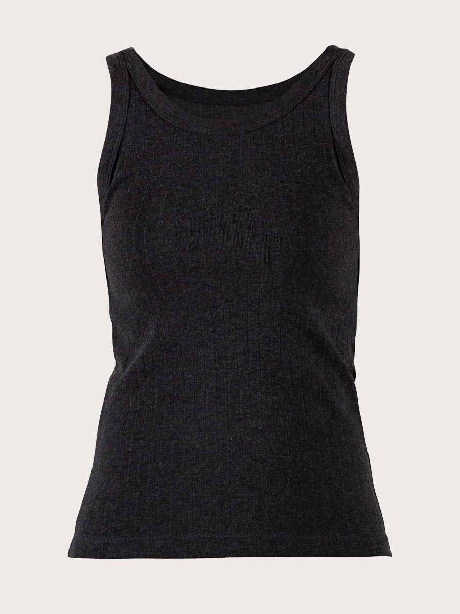 Gudrun Rib Top - Irongrey Melange