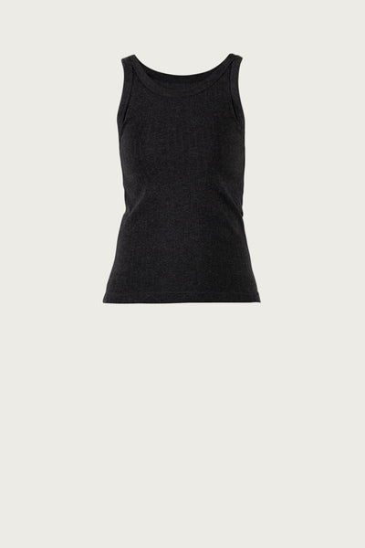 Gudrun Wool Rib Tank Top - Iron Grey Melange