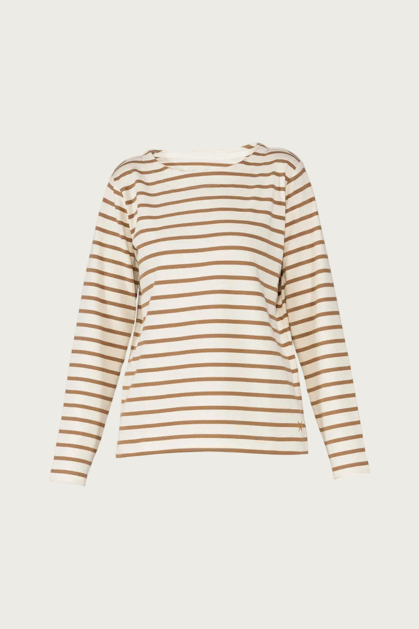 Donna Striped Blouse - Cream w/Walnut