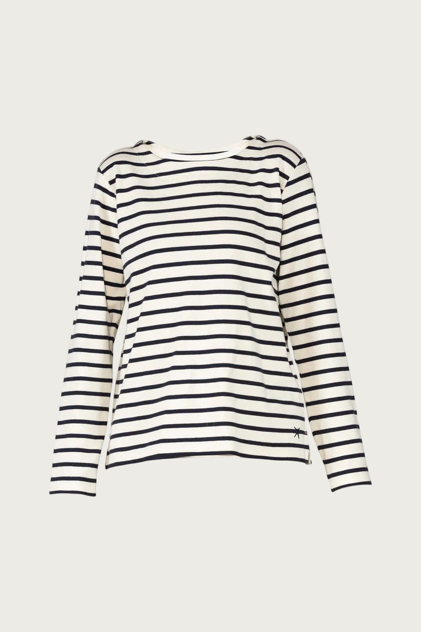 Donna Striped Blouse - Cream w/New Navy