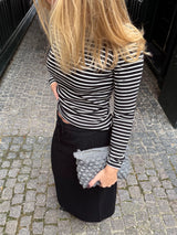 Ditte Striped Rib Tee - Black/Ecru