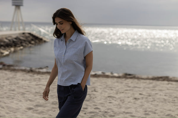 Luca linen Trousers - Dusty Navy