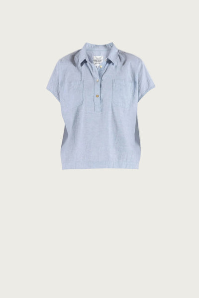 Lisbeth short linen Shirt - Heaven Melange