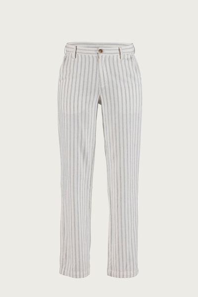 Lisen striped cotton/linen Trousers - Cream w/Dusty Navy