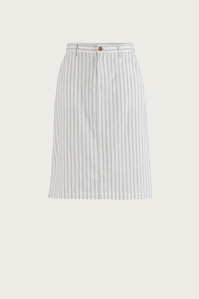 Lizzie cotton/linen striped Skirt - Cream w/Dusty Navy