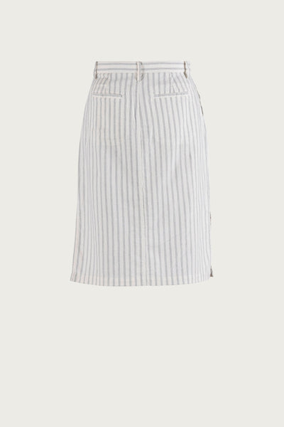 Lizzie cotton/linen striped Skirt - Cream w/Dusty Navy