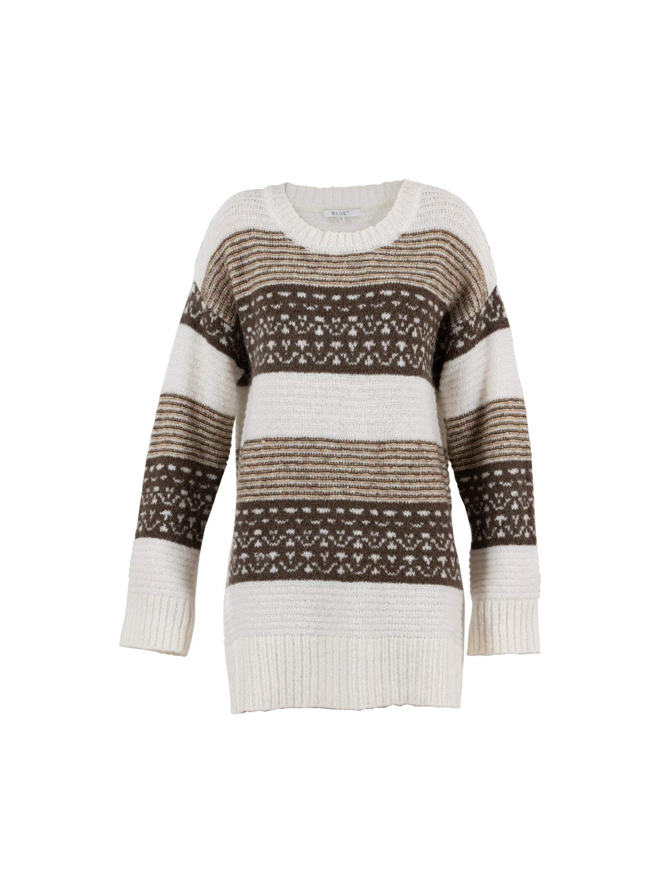 Mirabel Striped Wool/Mohair Jaquard Knit - Brown/Ecru/Camel