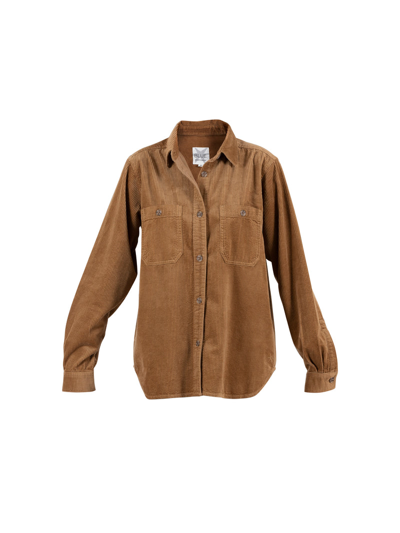 Embroidered Stretch Corduroy Shirt Jacket