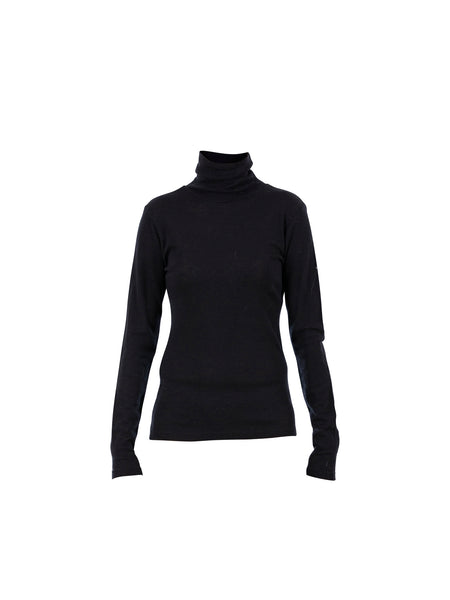 Regina thin turtleneck merino Knit - Black