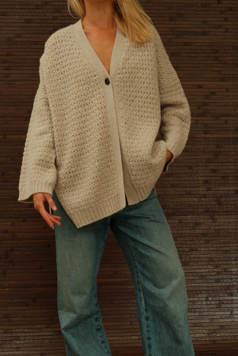 Megan Cardigan - Chalk Melange