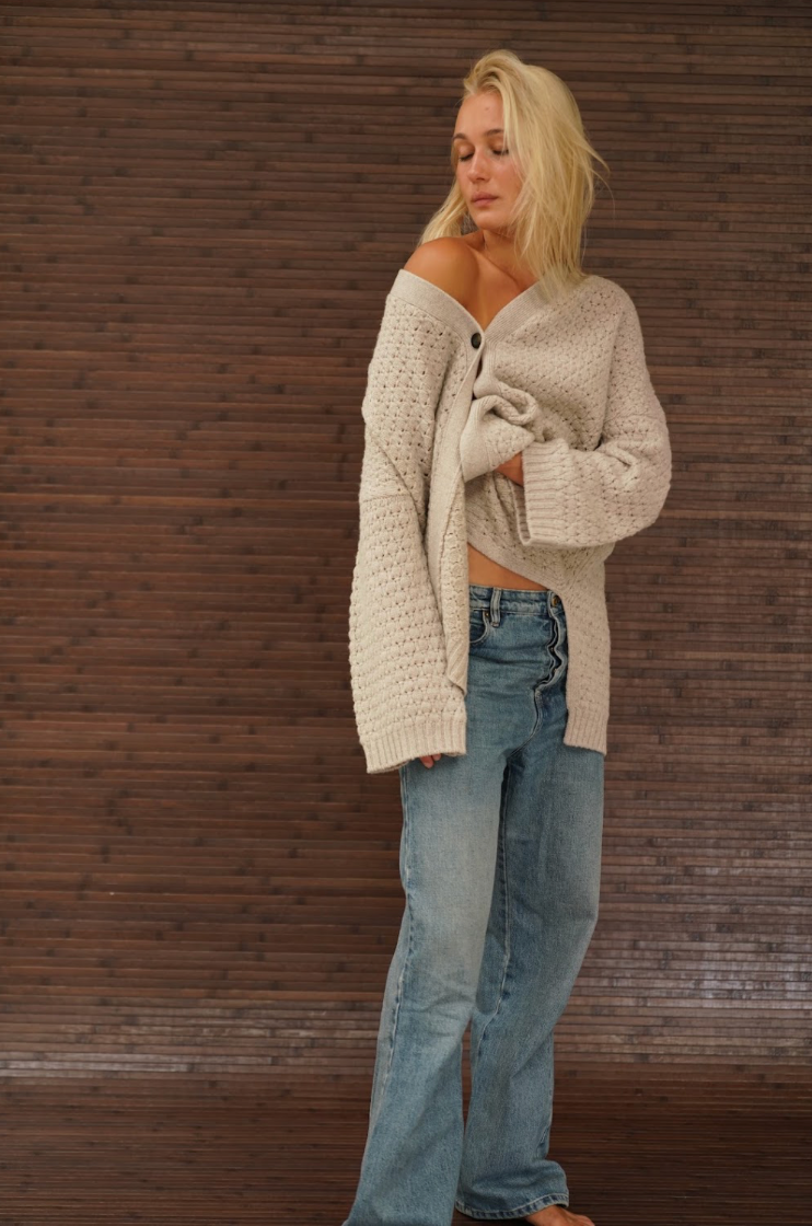 Megan Cardigan - Chalk Melange