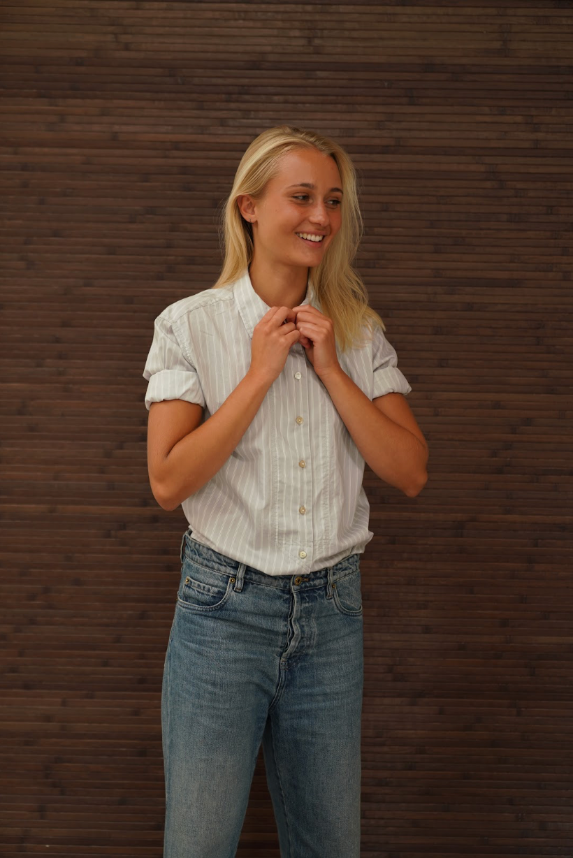 Dagfrid Striped Cotton Shirt - Silver Grey