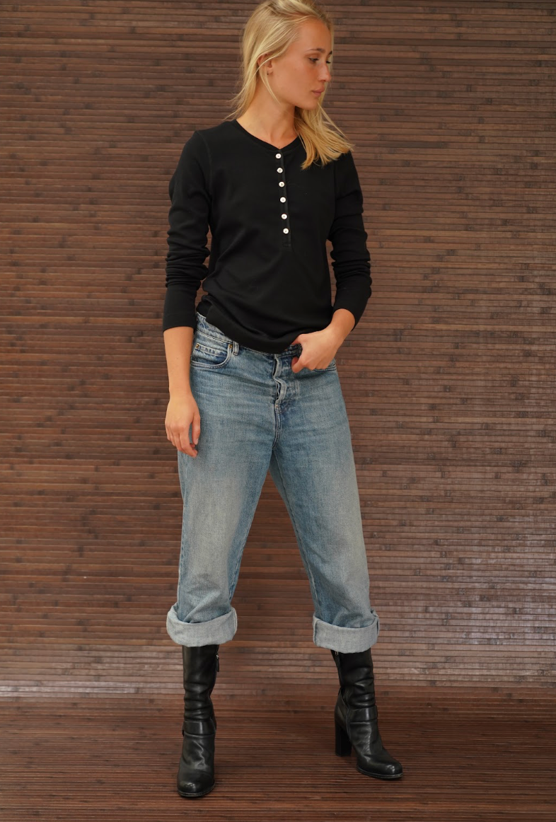 Madeline Rib Blouse - Black