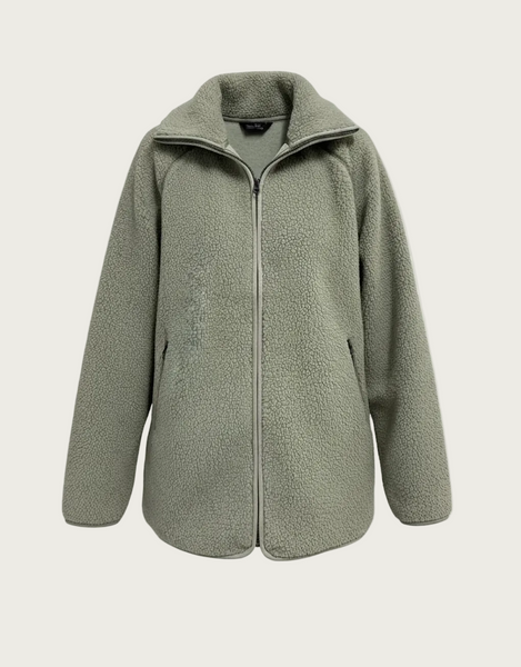 Aria Teddy Fleece Jacket - Palm green