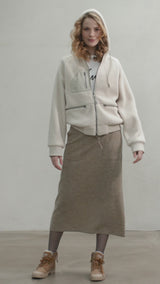 Carmen Wool Knit Skirt - Camel Melange