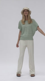 Asta linen Knit short sleeve - Spring Green melange