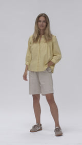 Antonie cotton/linen Long Shorts - Chalk