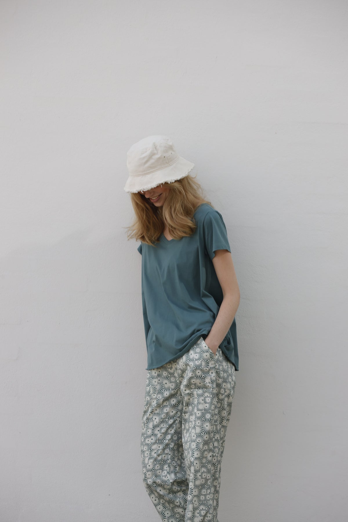Jasmine Sunprint Trousers Deep Sea Ecru