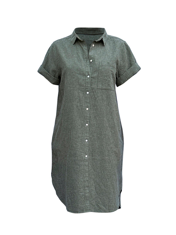 Juliana Shirt Dress Olive Grey